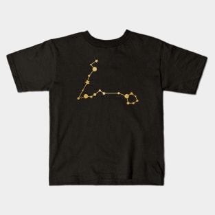 Pisces Zodiac Constellation in Gold - Black Kids T-Shirt